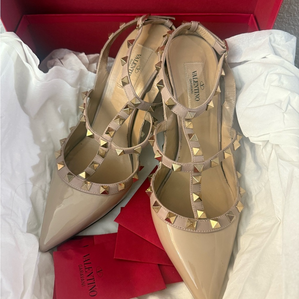 Valentino Nude Patent Rockstud Heels